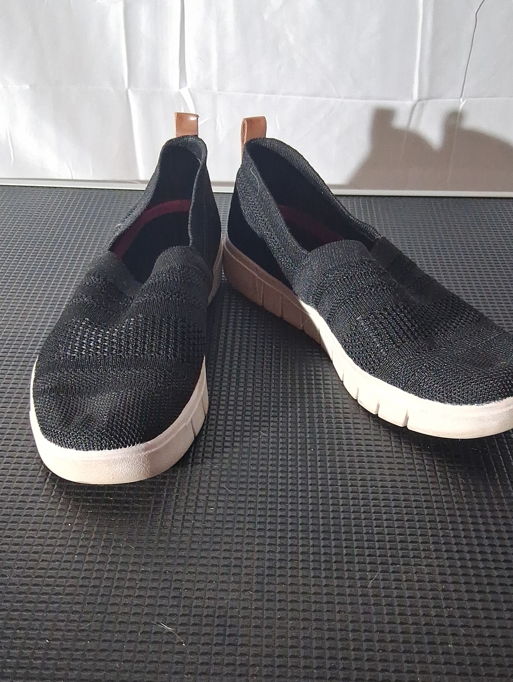 Ryka Black Knit Slip-On Sneakers with White Sole